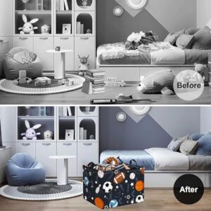 Clastyle Boy Room Sports Ball Toy Basket Soccer Basketball Baseball Clothes Storage Basket Rectangle Nursery Classroom Book Shelf Basket