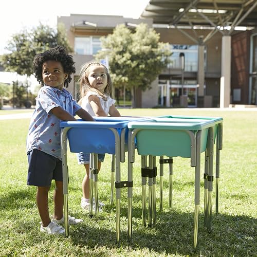 ECR4Kids 4-Station Sand and Water Adjustable Play Table, Sensory Bins, Contemporary