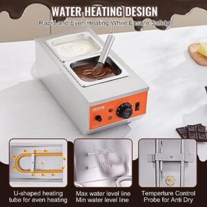 VEVOR Chocolate Tempering Machine, 9 Lbs 2 Tanks Chocolate Melting Pot with TEMP Control 86~185℉, 800W Stainless Steel Electric Commercial Food Warmer For Chocolate/Milk/Cream Melting and Heating