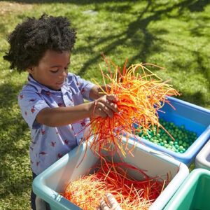 ECR4Kids 4-Station Sand and Water Adjustable Play Table, Sensory Bins, Contemporary