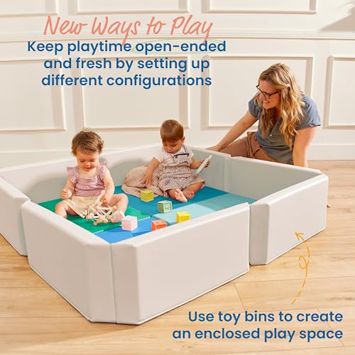 ECR4Kids SoftZone Play Patch Activity Mat and Toy Bins, Beginner Playset, Contemporary, 6-Piece