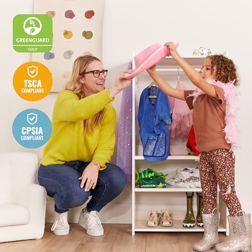 ECR4Kids TrendiTot Clothing Rack, Kids Wardrobe, White Wash