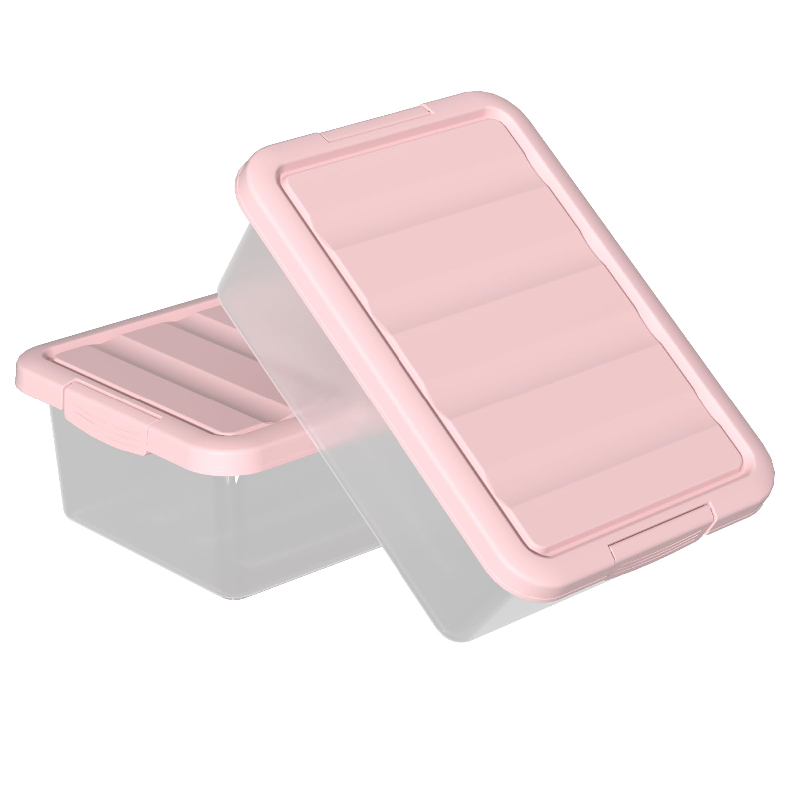 Tyminin 14 L Plastic Storage Bin, Storage Latch Box with Lid, Pink, 2 Pack