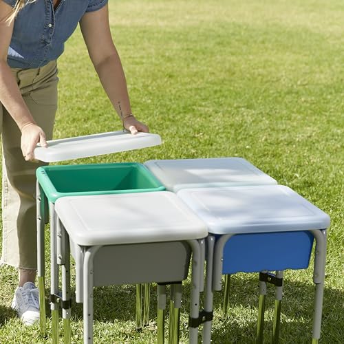 ECR4Kids 4-Station Sand and Water Adjustable Play Table, Sensory Bins, Contemporary