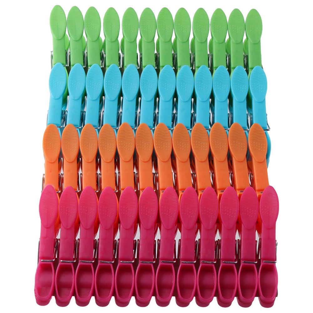 hobbyme 48Pcs Colorful Plastic Clothespins,Heavy Duty Laundry Clothespins,Mini Air-Drying Clothing Clips Set,Small Colored Clothes Pegs for Towel Food Package