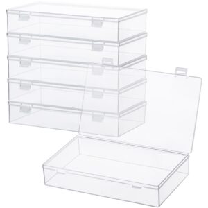 ganydet 6 packs clear plastic box containers, craft organizers and storage with lids, crayon boxes plastic pencil boxes for beads lego game pieces little bits, 8.2 x 5 x 1.5 inches