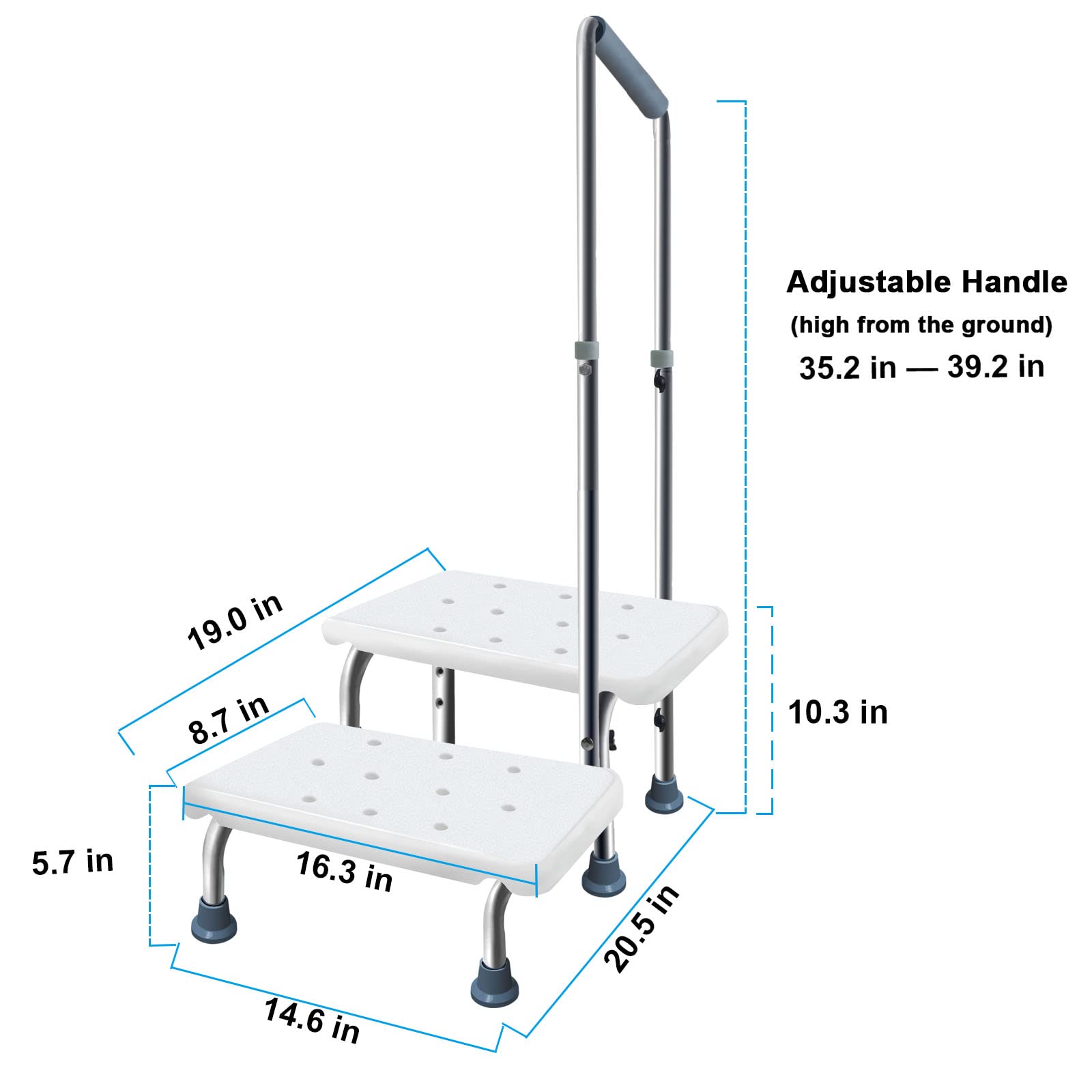 Aliseniors Step Stool with Handle & Shower Chair - Medical Foot Stool, Bath Seat - Fit for Adult, Seniors, Handicap Holds up to 350 lbs