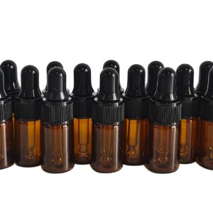 AGENIZ 50PCS Amber Mini Dropper Bottle 3ML Essential Oil Dropper Sample Bottle Glass Bottle with Dropper, Suitable for Essential Oil, Cosmetics, Travel Perfume