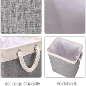 Large Laundry basket with lid Laundry basket Clothes Organizer with Handles and Lid Freestanding Foldable Hamper for clothes and blankets Storage organizer with Removable bag and Bra wash Bag