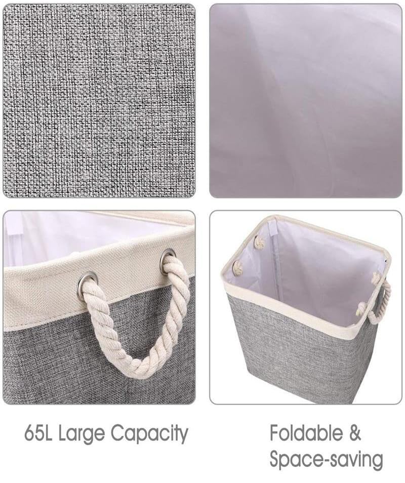 Large Laundry basket with lid Laundry basket Clothes Organizer with Handles and Lid Freestanding Foldable Hamper for clothes and blankets Storage organizer with Removable bag and Bra wash Bag