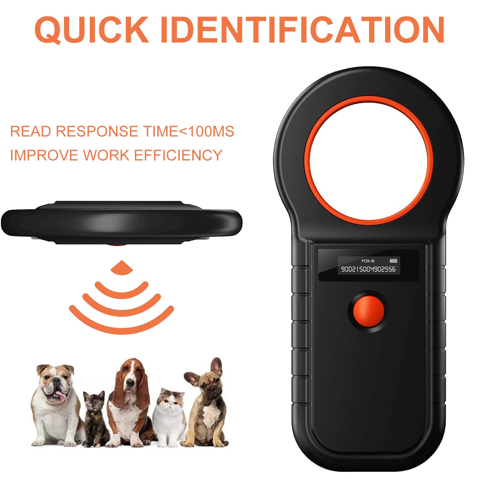 Microchip Scanner,Ajfwm Bluetooth Wireless Pet RFID Animal Chip ID Reader Scanner Animal ID Tag Handheld Scanner ISO11784/85/FDX-B/EMID for Dog/Pet/Cat/Pig/Animal