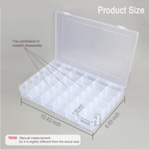 1Pack 36 Grids Craft Organizers and Storage Bead Organizer Tackle Box Organizer with Adjustable Divider, Plastic, Clear