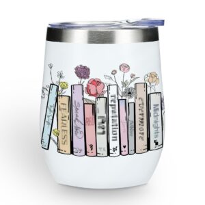 inspired tumbler book decor book lovers gifts bookish coffee mug music lover gift for women mom girls sister friendship birthday christmas 12 oz wine tumbler stainless steel coffee thermos with lid