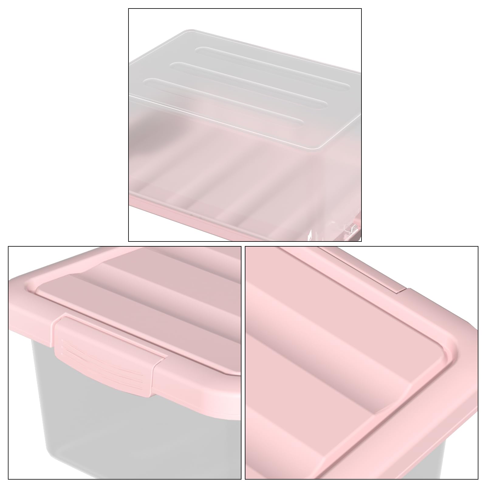 Tyminin 14 L Plastic Storage Bin, Storage Latch Box with Lid, Pink, 2 Pack