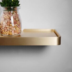 Metal Floating Shelves Wall Mounted Shelving, Metal Shower Shelves Bathroom Shelf Floating Wall Shelves with Screws for Collections Book Display Kitchen Storage Bathroom Shampoo (Color : Gold)