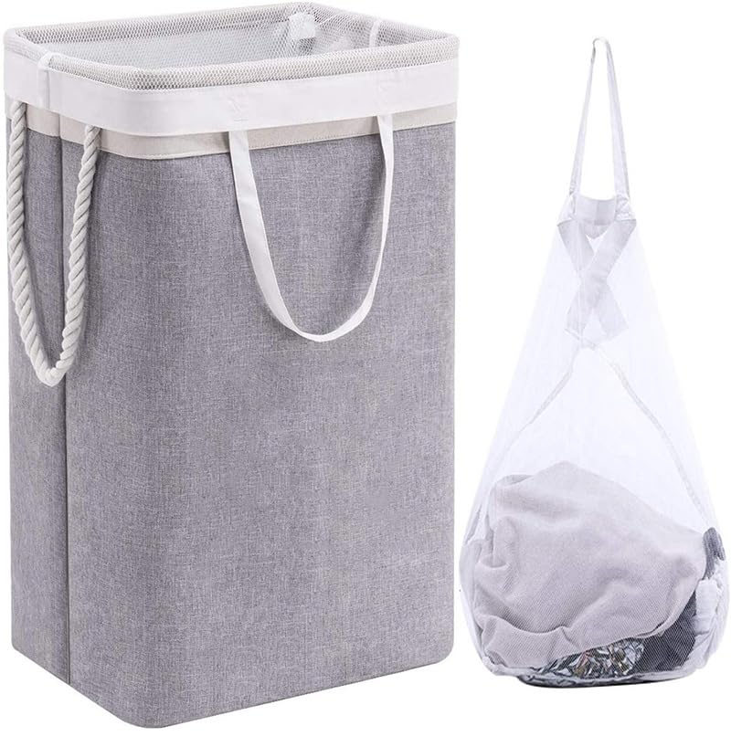 Large Laundry basket with lid Laundry basket Clothes Organizer with Handles and Lid Freestanding Foldable Hamper for clothes and blankets Storage organizer with Removable bag and Bra wash Bag