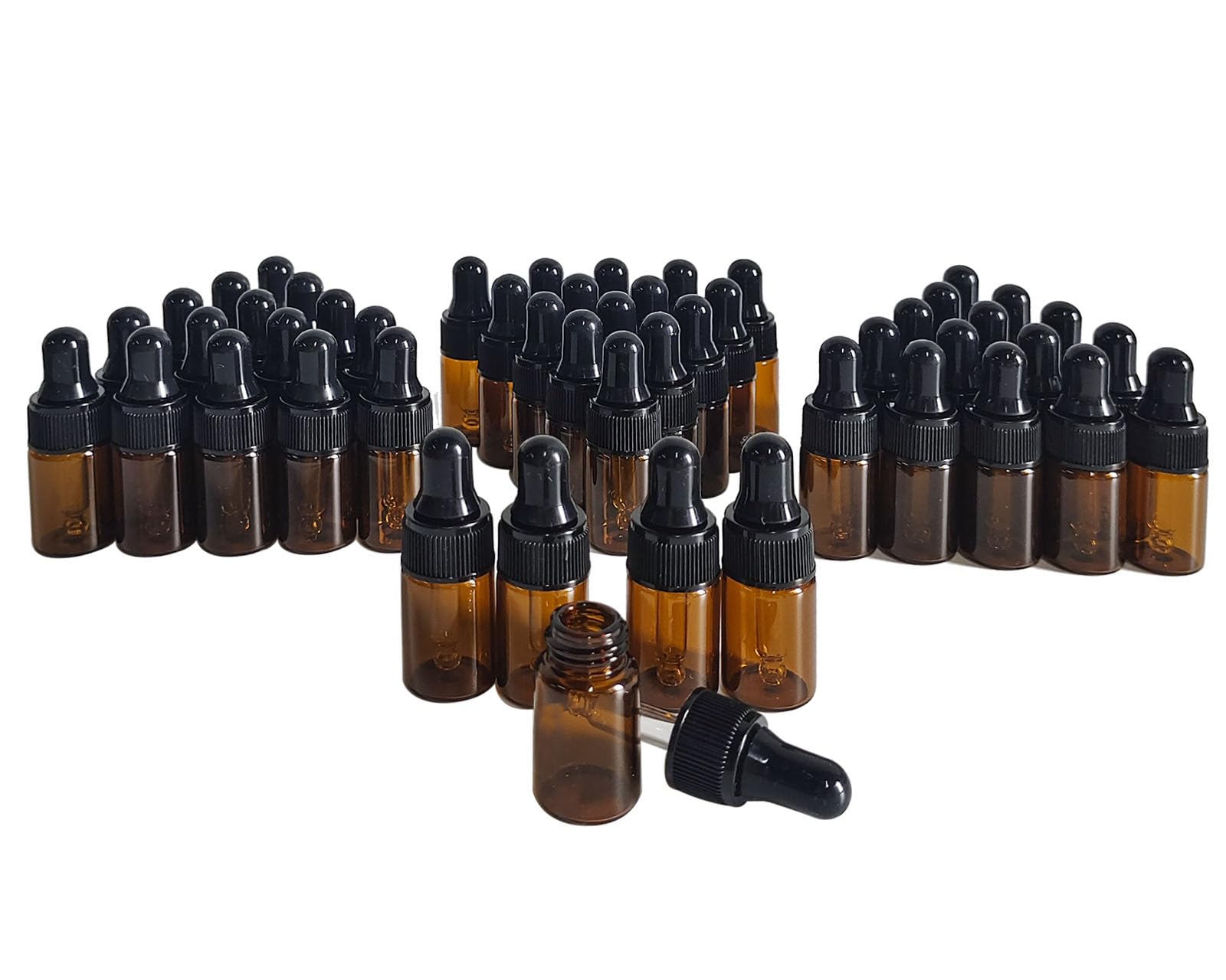 AGENIZ 50PCS Amber Mini Dropper Bottle 3ML Essential Oil Dropper Sample Bottle Glass Bottle with Dropper, Suitable for Essential Oil, Cosmetics, Travel Perfume