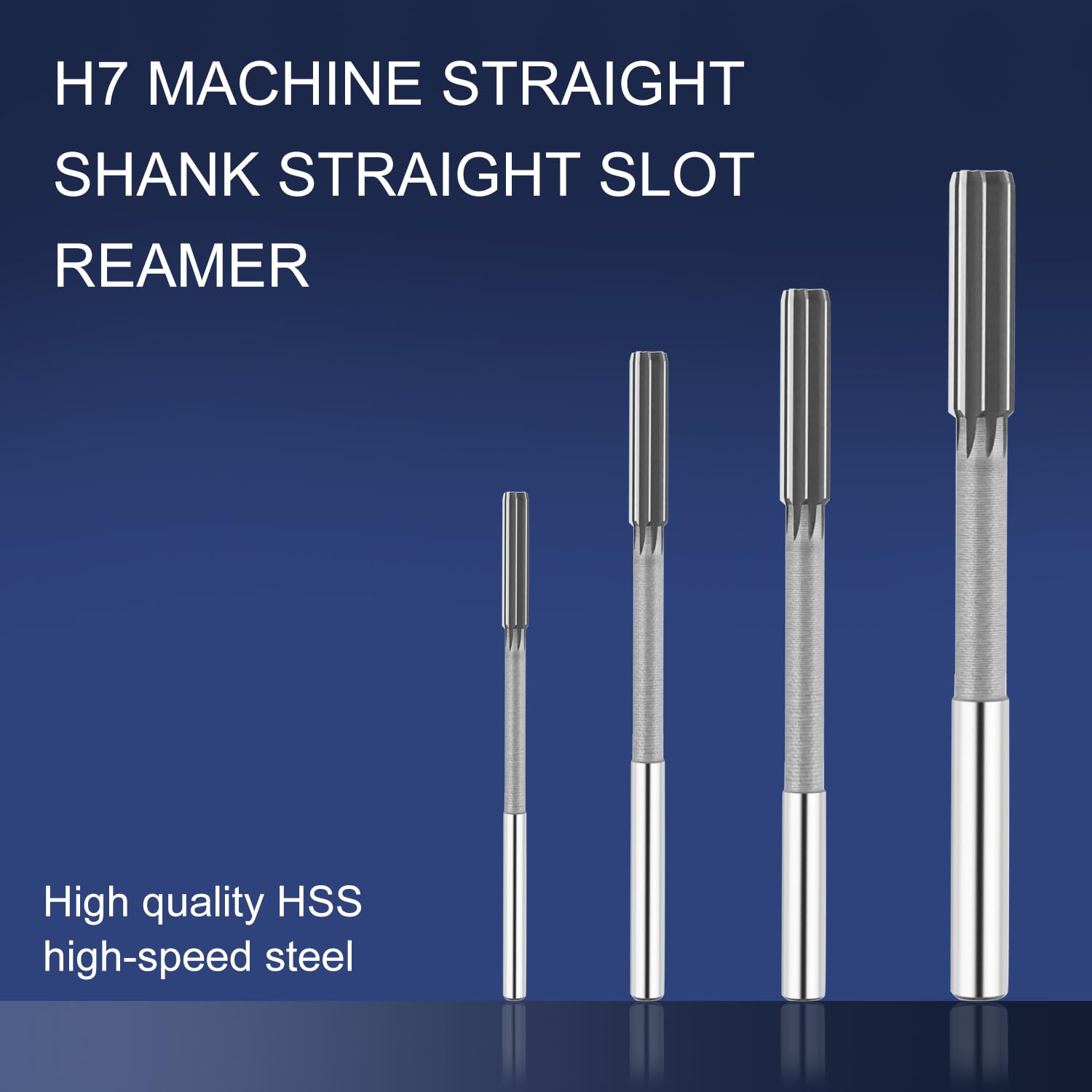 Mriuuod Chucking Reamer Set, 1/8" 3/16" 1/4" 5/16" Reamer, H7 Straight Flutes Lathe Machine Reamer, High Speed Steel Round Shank Milling Cutting Tool Reamer for Bore Machining 4pcs