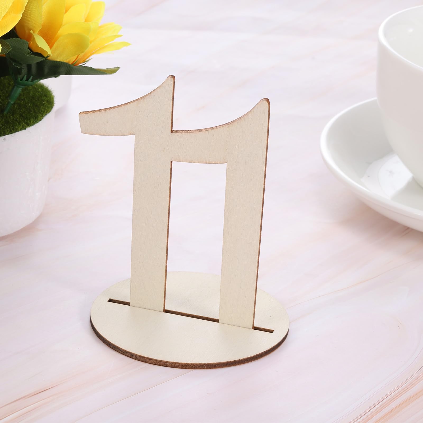 MECCANIXITY Wood Number Table Sign Holders Place Cards Rustic Wood Stands 1-10 4.1 x 3.9 x 0.1 Inch for Restaurant Party Decoration