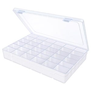 1pack 36 grids craft organizers and storage bead organizer tackle box organizer with adjustable divider, plastic, clear