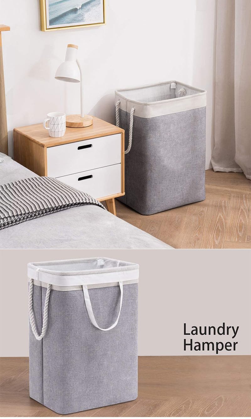 Large Laundry basket with lid Laundry basket Clothes Organizer with Handles and Lid Freestanding Foldable Hamper for clothes and blankets Storage organizer with Removable bag and Bra wash Bag