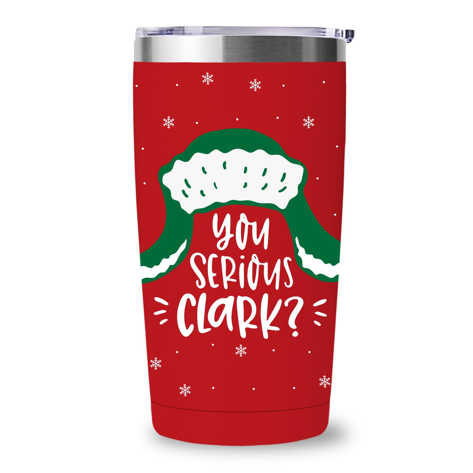 National Lampoons Christmas Vacation Merch Gifts, Funny Christmas Tumbler with Lid and Straw, 20 oz Stainless Steel Insulated Coffee Cups Keep Cold & Hot, White Elephant Gifts - You Serious Clark