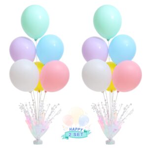 2 sets pastel balloons centerpiece for table, rainbow balloon stand kit for birthday party wedding baby shower prom tabletop decorations