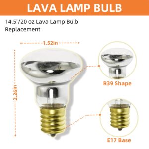 Kanlpeia 2 Pack Lava Lamp Bulb R39 E17 25W Reflector Bulbs for Bedroom and Office 120v Lava Lamp Light Bulb Replacement