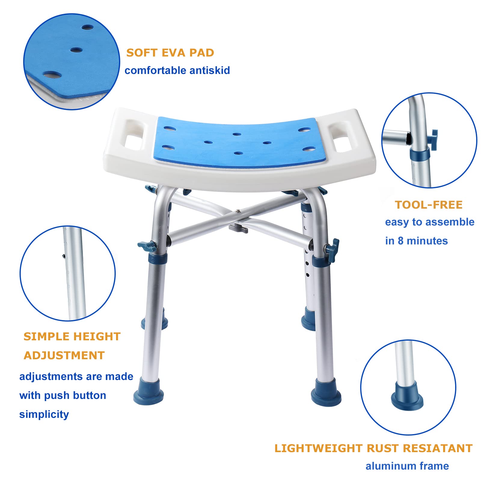 Aliseniors Step Stool with Handle & Shower Chair - Medical Foot Stool, Bath Seat - Fit for Adult, Seniors, Handicap Holds up to 350 lbs