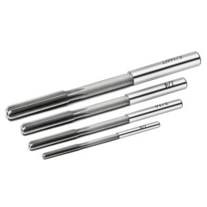 mriuuod chucking reamer set, 1/8" 3/16" 1/4" 5/16" reamer, h7 straight flutes lathe machine reamer, high speed steel round shank milling cutting tool reamer for bore machining 4pcs