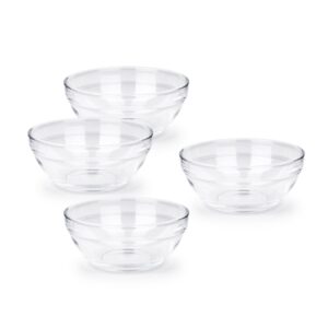 SQARR Mini Glass Bowl, 4 Ounce Capacity, (4 Pack)