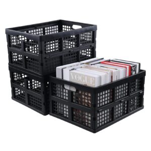 zopnny 3 packs collapsible plastic basket, 30 l stackable storage bin crate, utility folding baskets