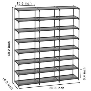 SMILHELTD Shoe Rack 3 Row 8 Tier 40-60 Pairs Shoes Boots with Plastic Plate Home Storage Organizer Shelf Entryway Hallway Closet Garage Front Doorway Shoes Tower