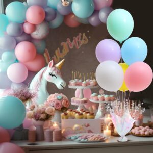 2 Sets Pastel Balloons Centerpiece for Table, Rainbow Balloon Stand Kit for Birthday Party Wedding Baby Shower Prom Tabletop Decorations