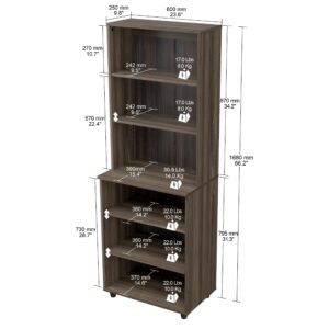 Inval Pantry Storage Shelf Unit, Smoke Oak