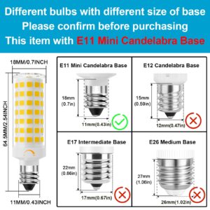 Lacnooe E11 LED Bulb Dimmable,JDE11 120V 75W Halogen Candelabra Bulbs Equivalent,T3 T4 Mini Base JD E11 Bulb,3000K Warm White,7W 750LM E11 for Ceiling Fans,Chandeliers,Cabinet Lighting,5 Pack