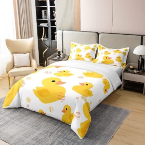 Erosebridal Cartoon Duck 100% Cotton Duvet Cover for Kids Boys Girls,Lovely Yellow Duck Bedding Set,Cute Hand Drawn Duck Comforter Cover Twin,Lovely Farmhouse Animal Bed Sets with 1 Pillowcase