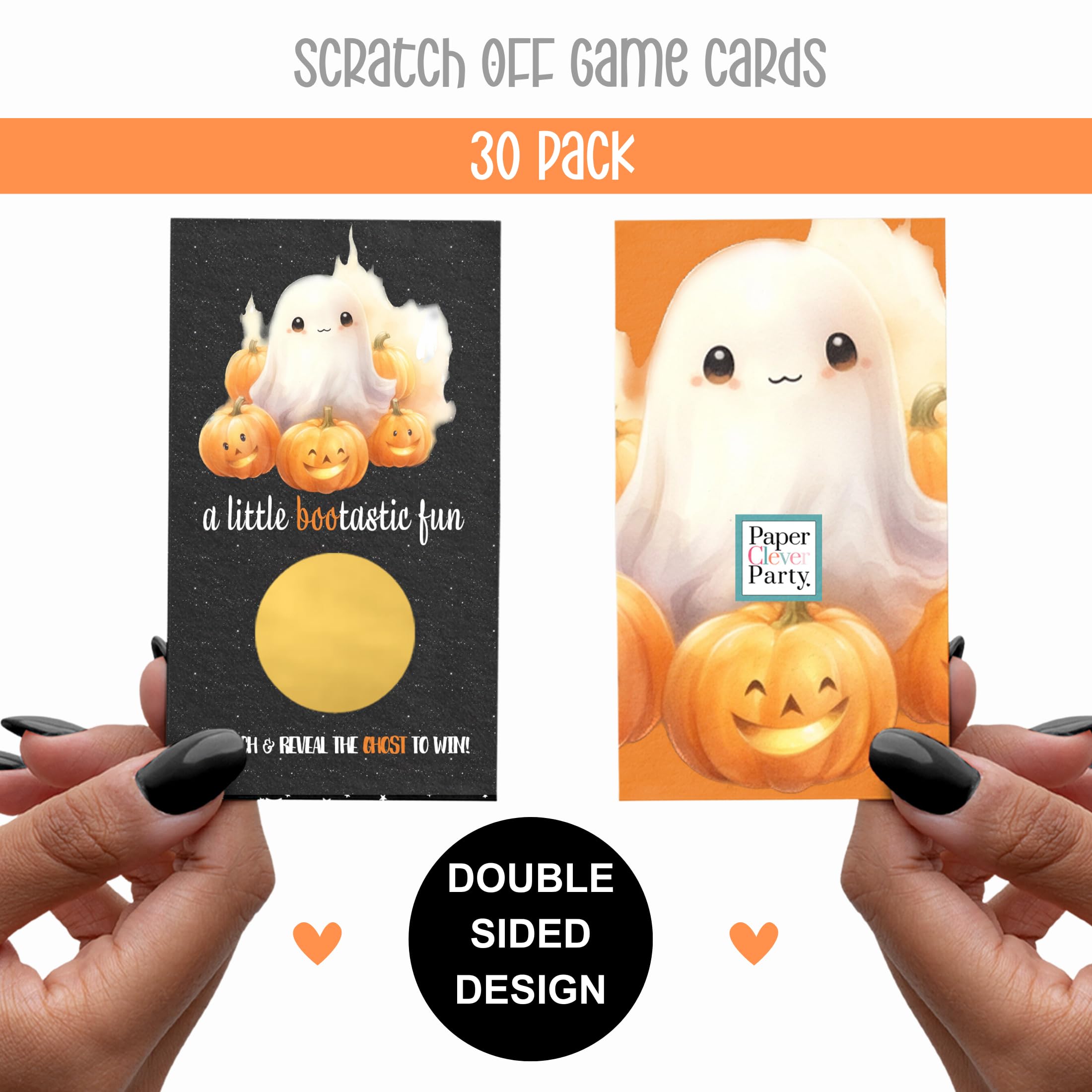 Little Boo Halloween Scratch Off Cards - Pumpkin Party Games for Baby Shower, Gender Reveal, Ghost Raffle Tickets, Adults, Birthday, Boo-Tastic Favors, 30 Pack