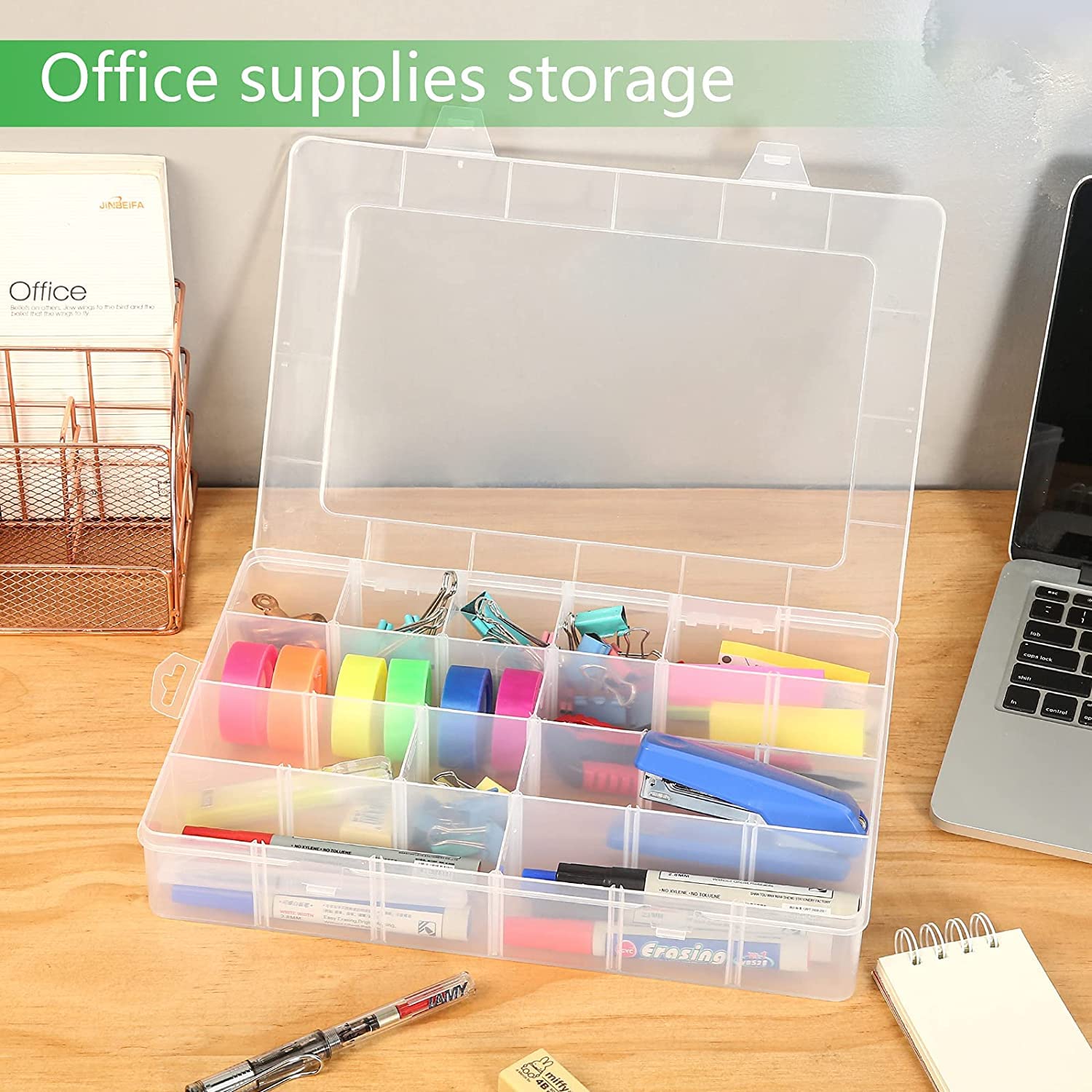 1Pack 36 Grids Craft Organizers and Storage Bead Organizer Tackle Box Organizer with Adjustable Divider, Plastic, Clear