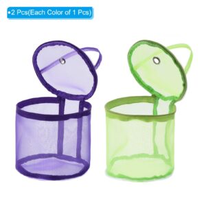 PATIKIL Yarn Storage Bag, 2 Pack Portable Crochet Knitting Bag Case Skein Ball Holder Mesh Organizer Crocheting Tote for Sewing Craft Projects, Purple Green