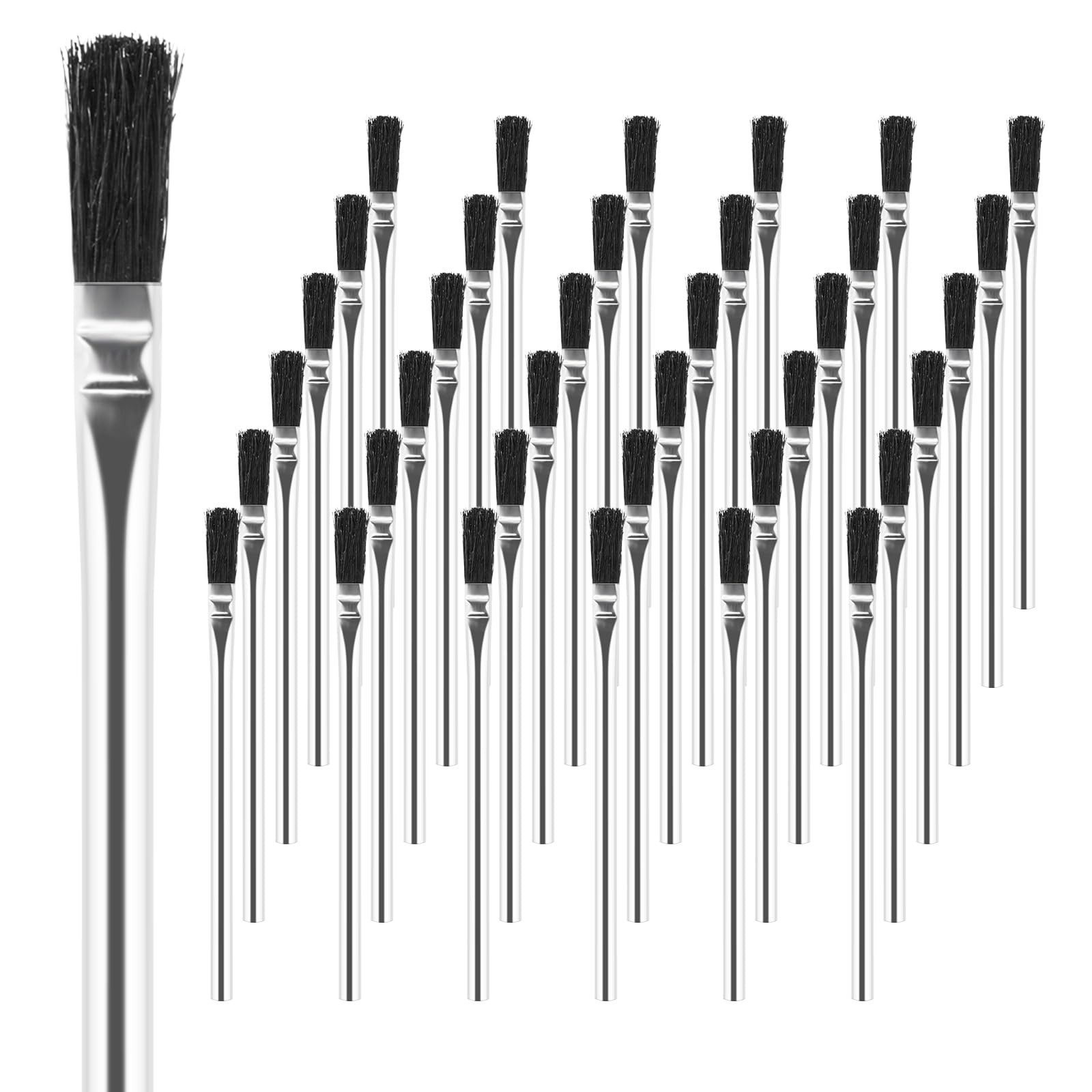 TIYIY Acid Brush, 36 Count 3/8 Inch Acid Flux Brushes with Tin-Plated Handle and Natural Bristle, Disposable Acid Brush for Soldering, Woodworking, Crafting