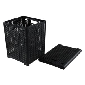 eudokkyna 2-pack 42 liters collapsible laundry baskets, plastic foldable hamper baskets (black)