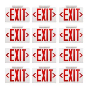 akt lighting red led exit sign emergency light with battery backup, double face hardwired red letter emergency exit lighting for business, restaurant, commercial, supermarket, ul-listed, 120-277v, (red 12 pack)