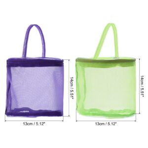 PATIKIL Yarn Storage Bag, 2 Pack Portable Crochet Knitting Bag Case Skein Ball Holder Mesh Organizer Crocheting Tote for Sewing Craft Projects, Purple Green