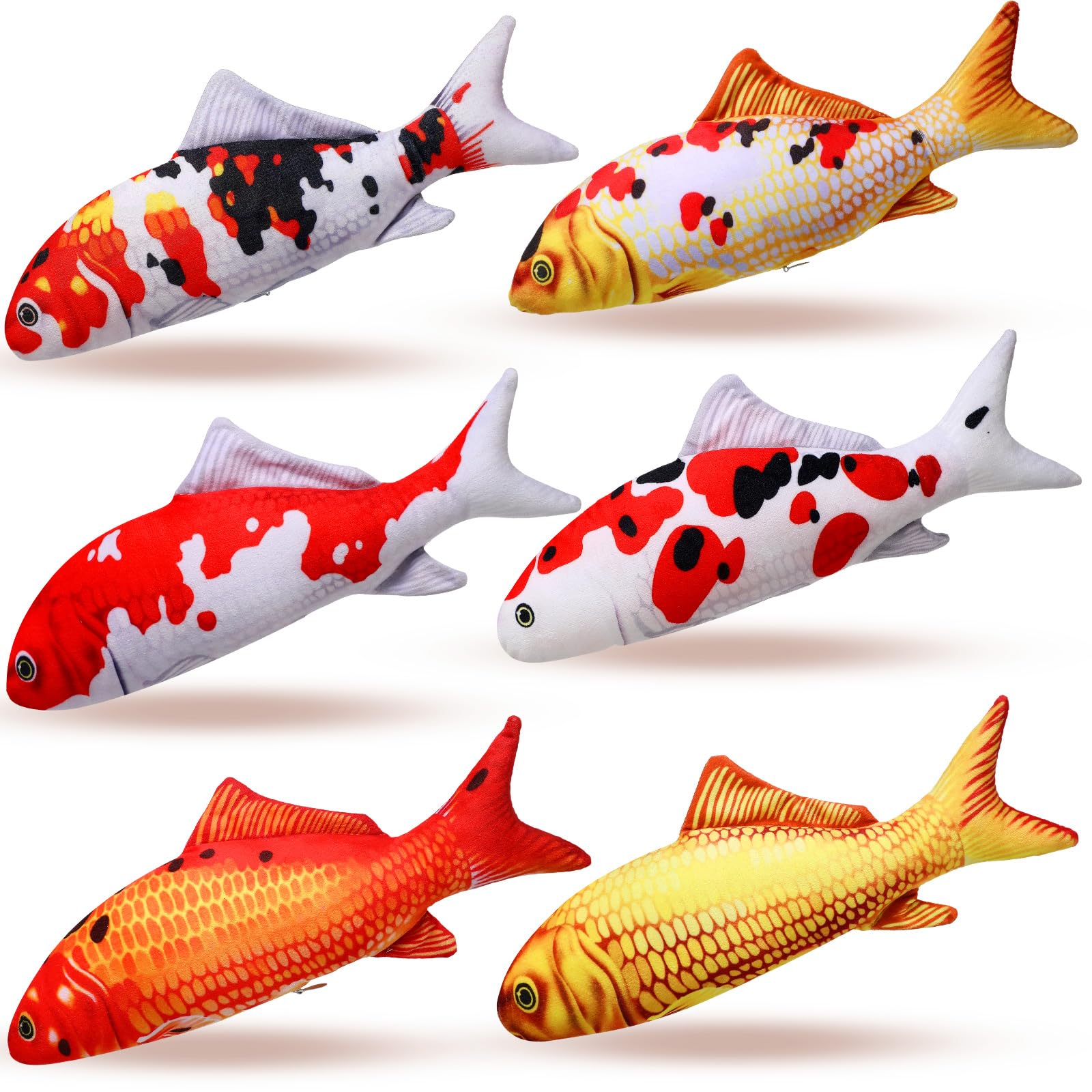 Barydat 6 Pcs 12 Inch Fish Plush Toy Pillow Soft Fish Cushion Pillow Fish Stuffed Animal Realistic Fish Stuffed Carp Toy for Cat Pets or Kids Birthday Gifts