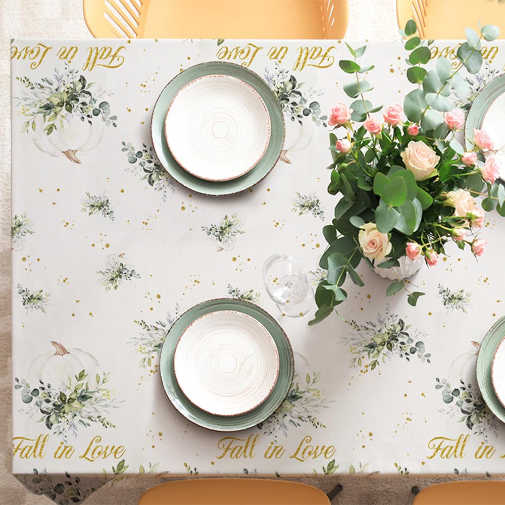 3pcs Fall in Love Bridal Shower Tablecloths Fall in Love Bridal Shower Decor, Green Pumpkin Fall Wedding Shower Table Covers for Engagement Falling in Love Bridal Shower Decorations Favors