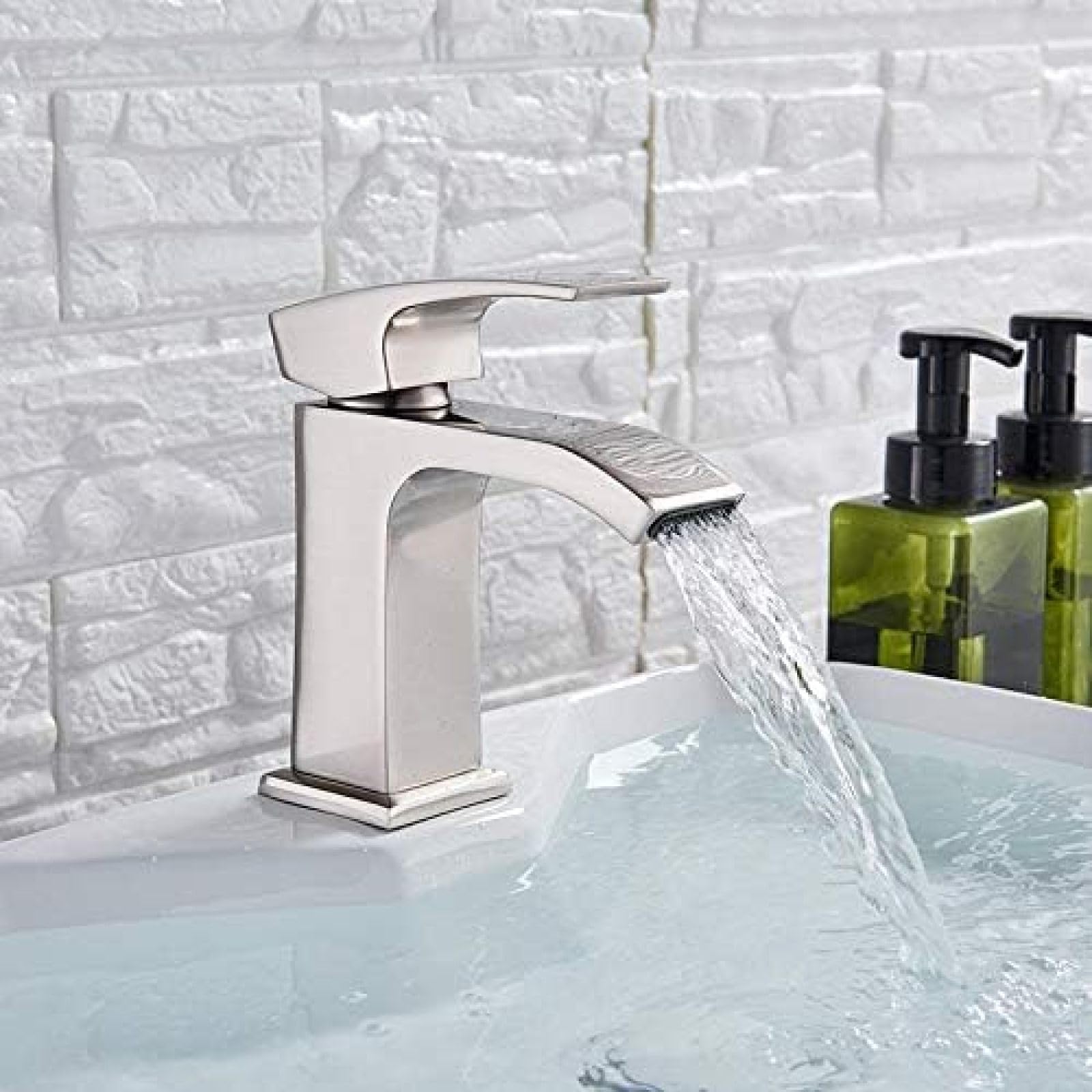 Bath Basin Brass Faucet Basin Sink Faucet Bathroom Crane Cold and Hot Water Mixer Taps-Black,Brushed Nickle