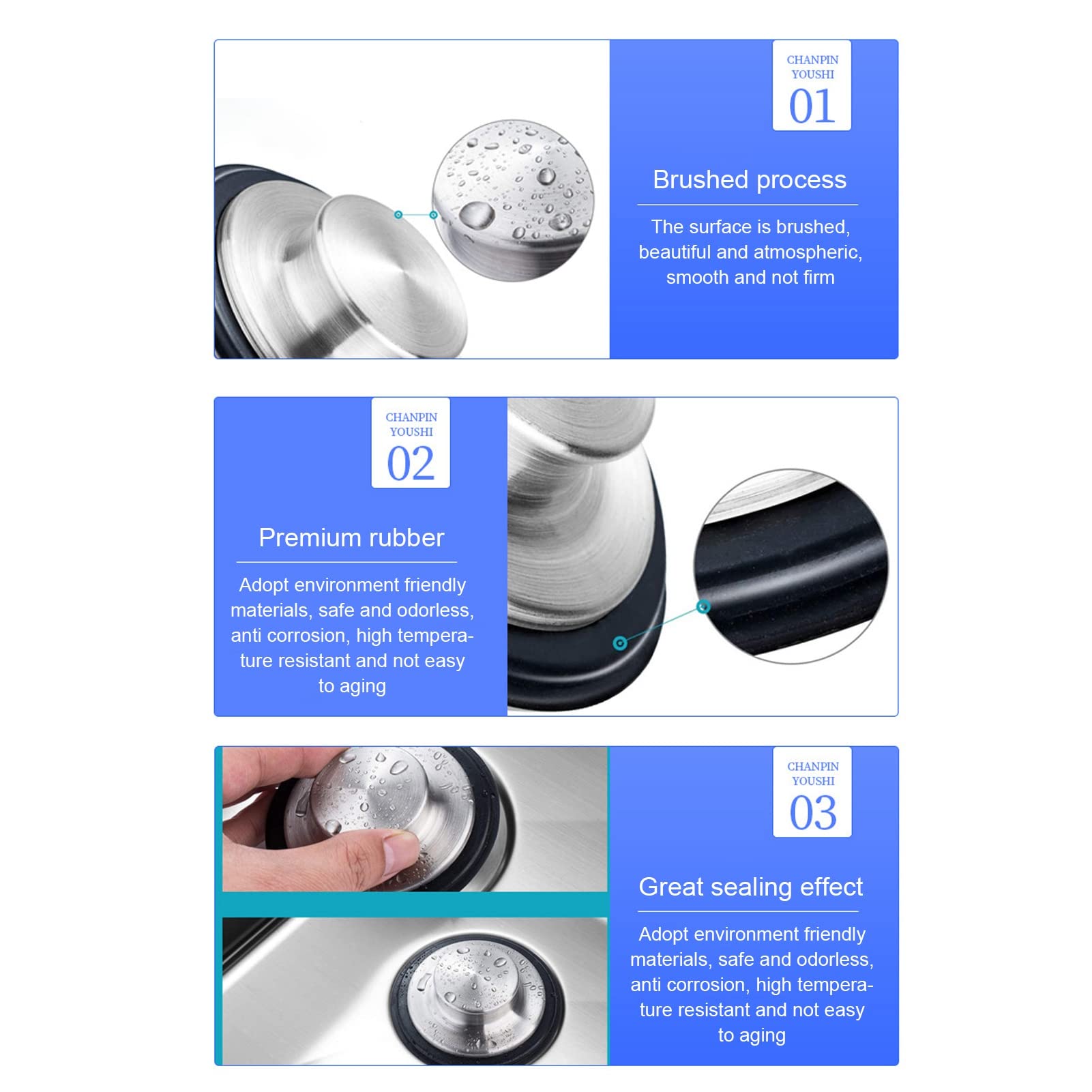 Kitchen Sink Stopper, Rubber Sealing Ring Drain Stopper for Bathroom Sink Bathroom Sink Strainer Sink Plug, Universal Wash Basin Sink Stopper