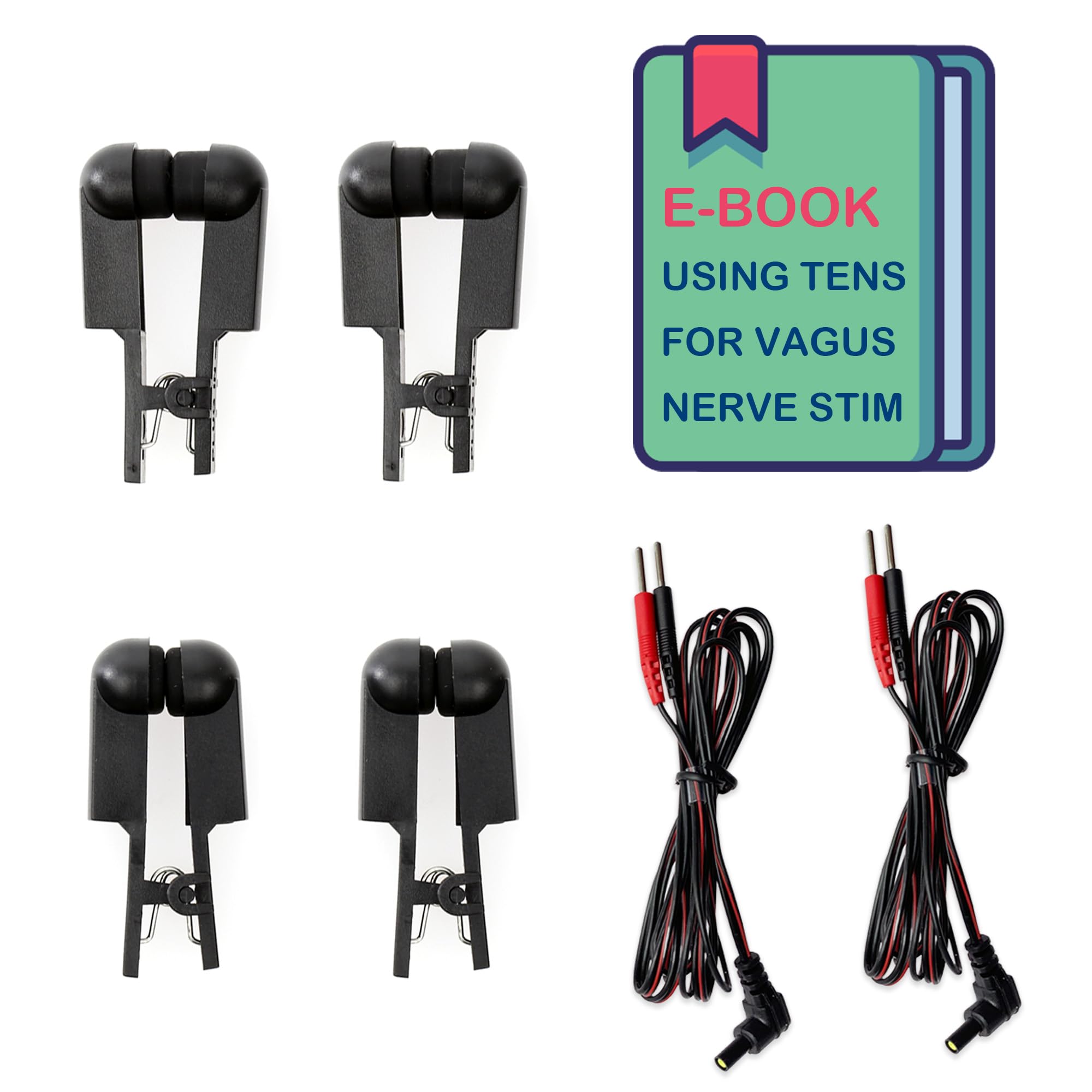 Ear Clips for Vagus Nerve Device, Black Soft Dual-Sided Earclip, Compatible with Tens 7000 etc