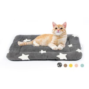 mora pets cat bed for indoor cats washable dog crate pad cute star dog bed mat for small dogs pet kennel pad for cage soft flat puppy kitten cushion sleeping anti-slip grey 22 x 13